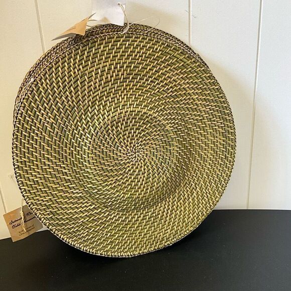 Kitchen Table Dining Room Decor Woven Set of 5 Placemats Gold Black 13" NWT - Picture 7 of 11